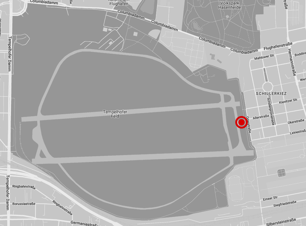 Map showing the Tempel Fit training area at Tempelhofer Feld